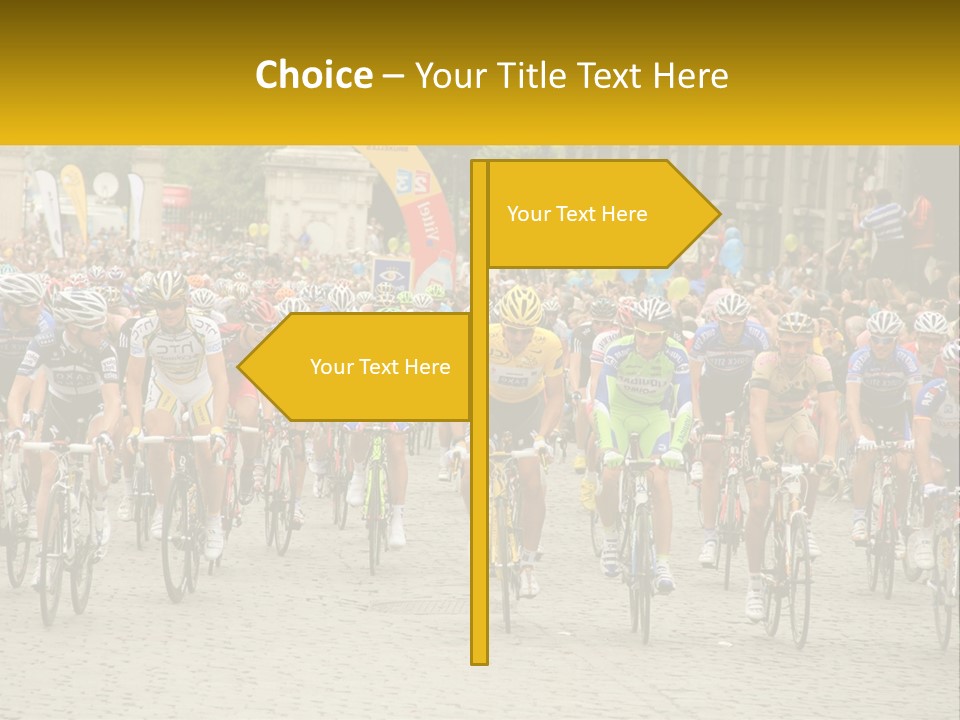 A Group Of People Riding Bikes Down A Street PowerPoint Template