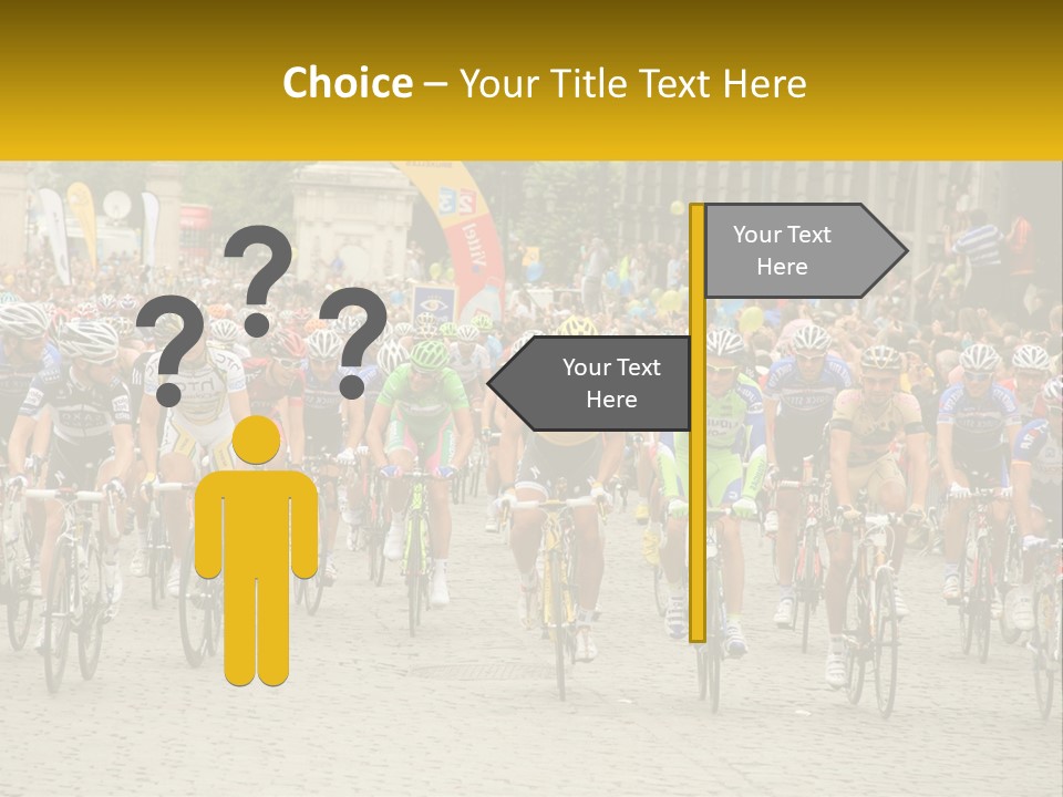 A Group Of People Riding Bikes Down A Street PowerPoint Template