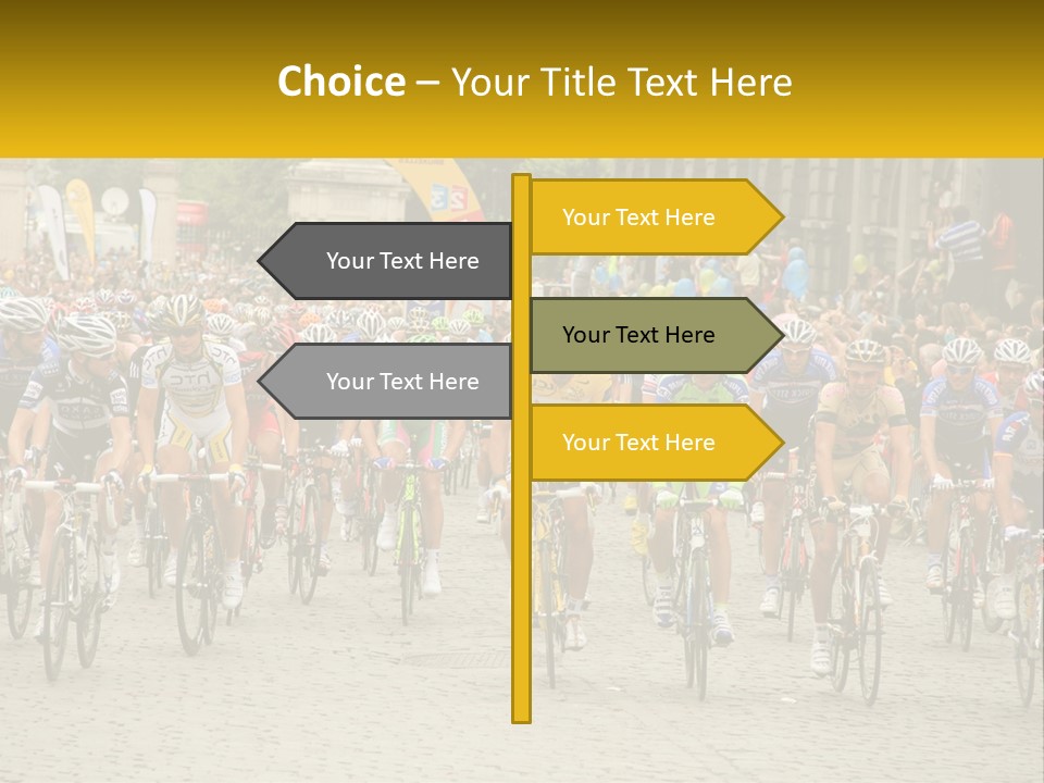 A Group Of People Riding Bikes Down A Street PowerPoint Template