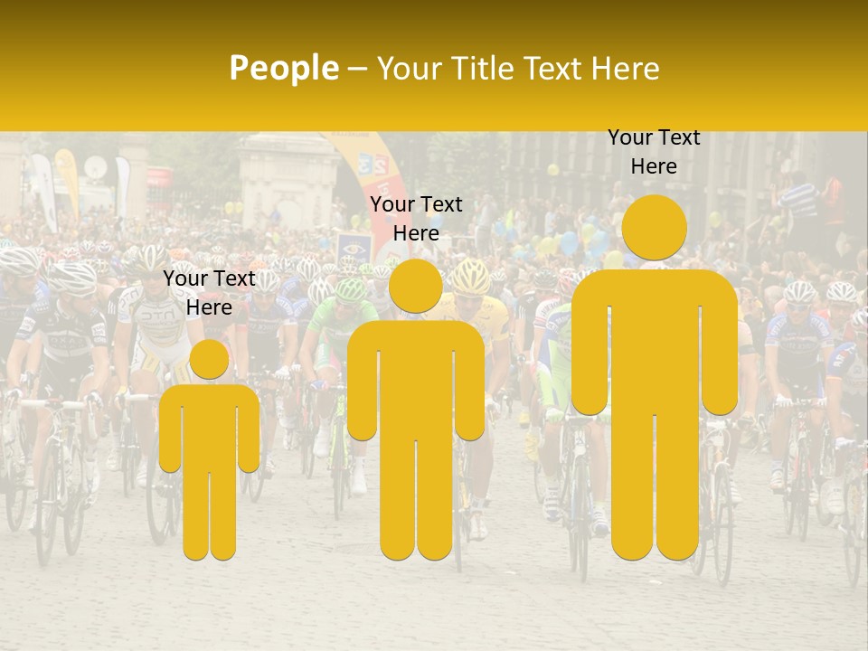 A Group Of People Riding Bikes Down A Street PowerPoint Template