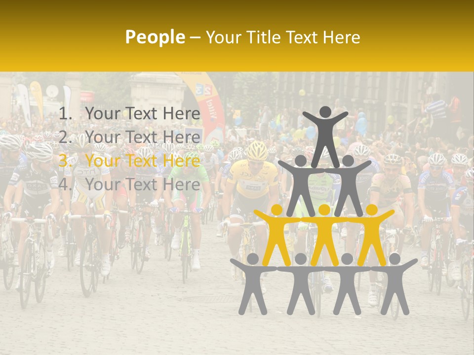 A Group Of People Riding Bikes Down A Street PowerPoint Template