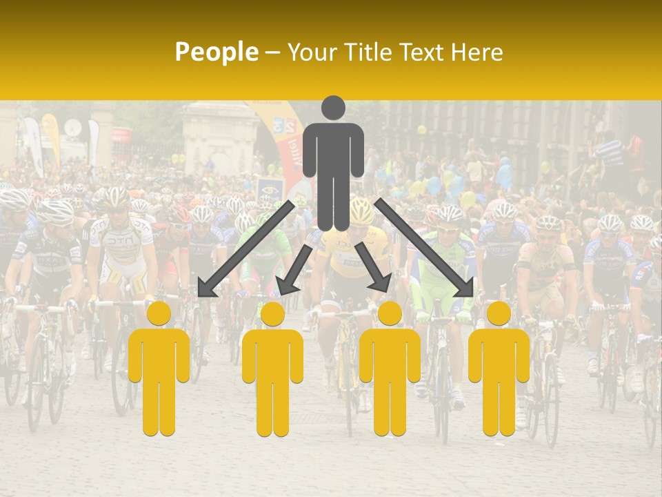 A Group Of People Riding Bikes Down A Street PowerPoint Template