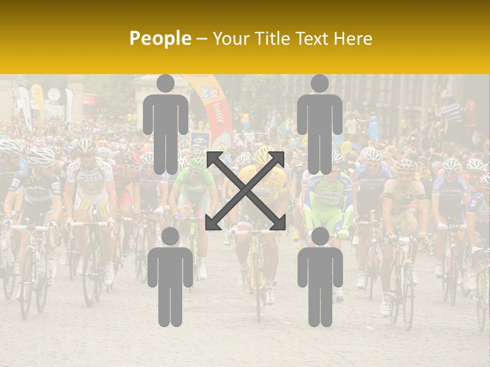A Group Of People Riding Bikes Down A Street PowerPoint Template