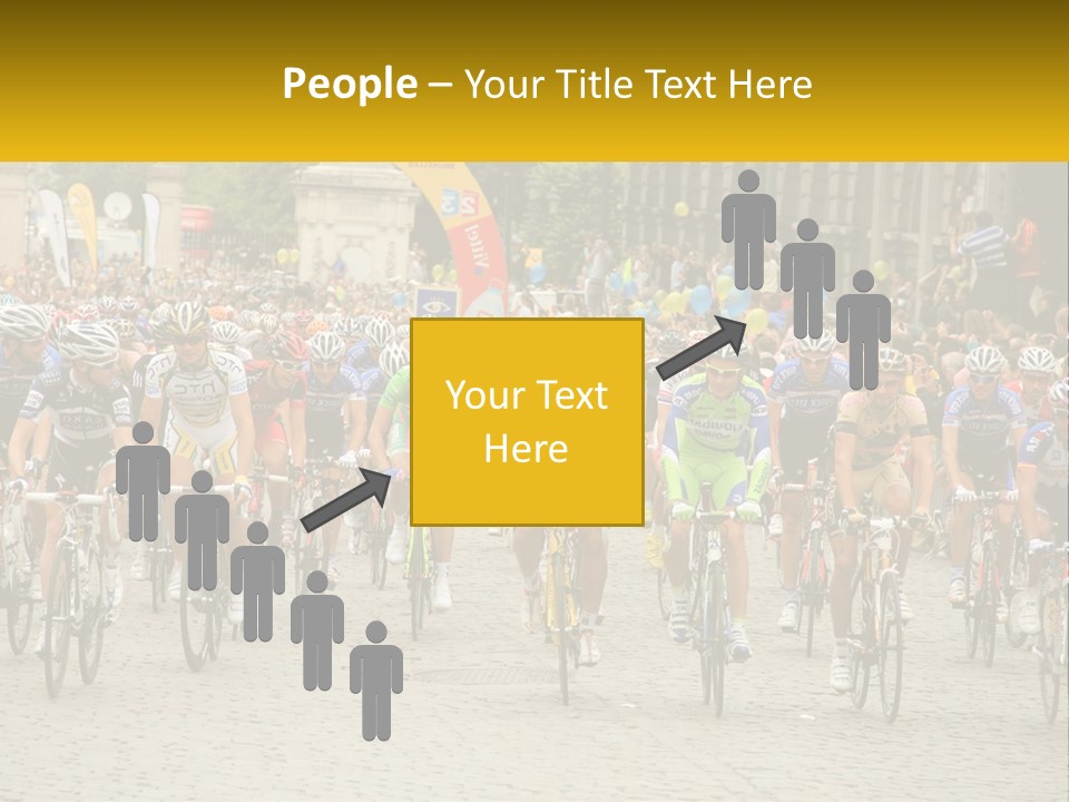 A Group Of People Riding Bikes Down A Street PowerPoint Template