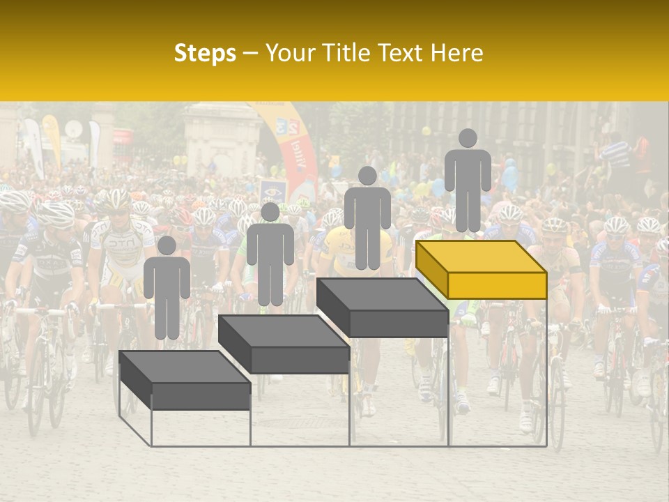 A Group Of People Riding Bikes Down A Street PowerPoint Template