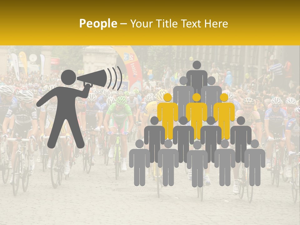A Group Of People Riding Bikes Down A Street PowerPoint Template