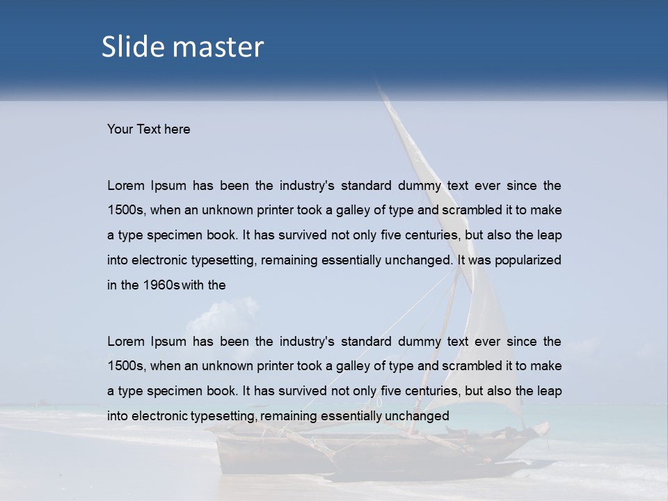 A Boat On The Beach With A Blue Sky In The Background PowerPoint Template