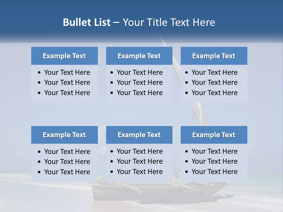 A Boat On The Beach With A Blue Sky In The Background PowerPoint Template