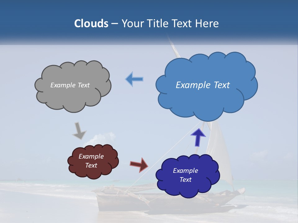 A Boat On The Beach With A Blue Sky In The Background PowerPoint Template