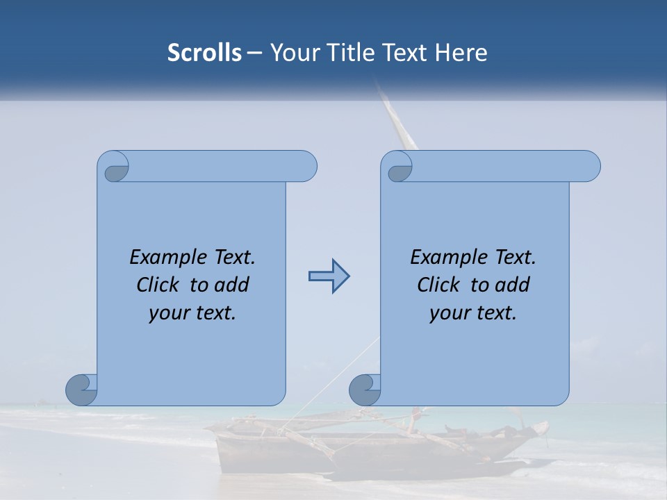 A Boat On The Beach With A Blue Sky In The Background PowerPoint Template