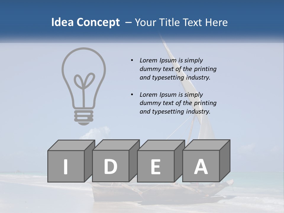 A Boat On The Beach With A Blue Sky In The Background PowerPoint Template