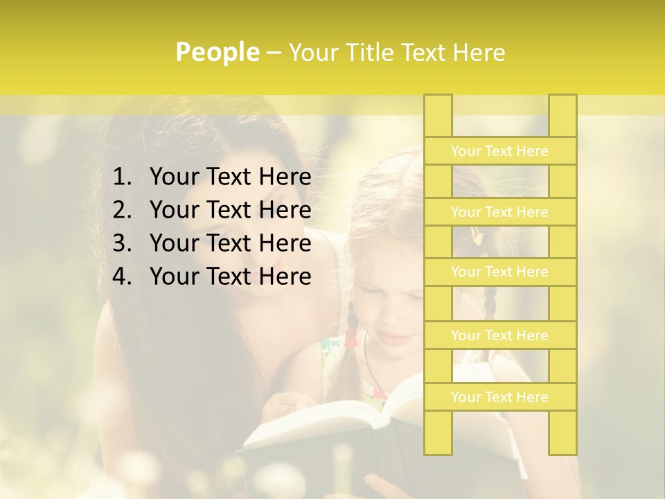 A Woman Reading A Book To A Little Girl PowerPoint Template