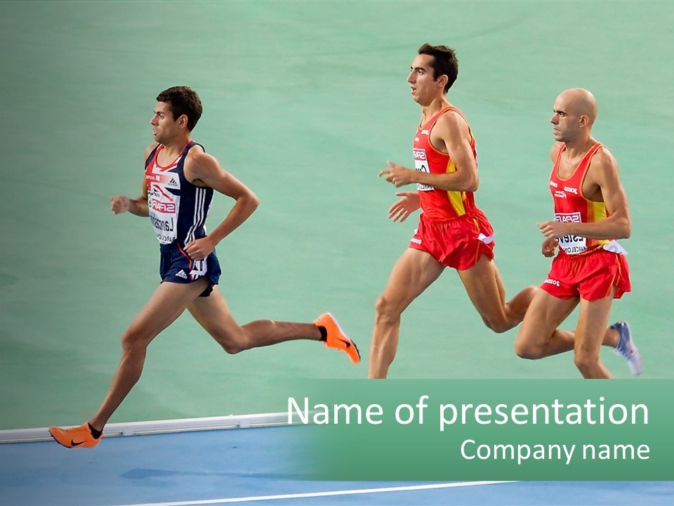 A Group Of Men Running On A Tennis Court PowerPoint Template