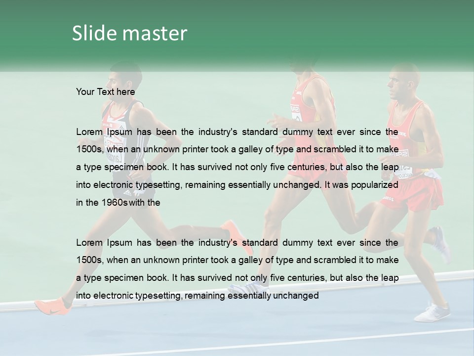 A Group Of Men Running On A Tennis Court PowerPoint Template