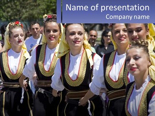 A Group Of Young Women Standing Next To Each Other PowerPoint Template