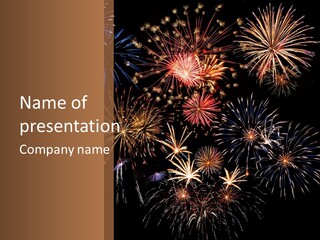 A Group Of Fireworks On A Black Background PowerPoint Template