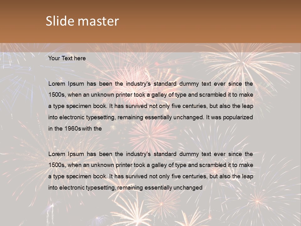 A Group Of Fireworks On A Black Background PowerPoint Template