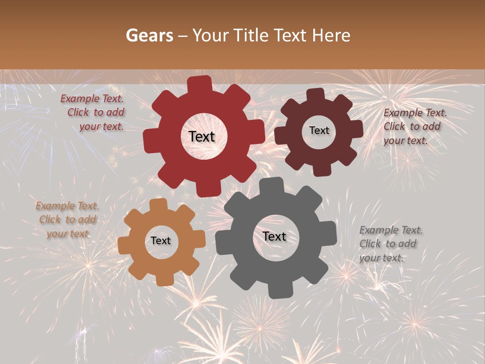A Group Of Fireworks On A Black Background PowerPoint Template