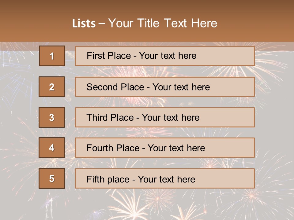 A Group Of Fireworks On A Black Background PowerPoint Template