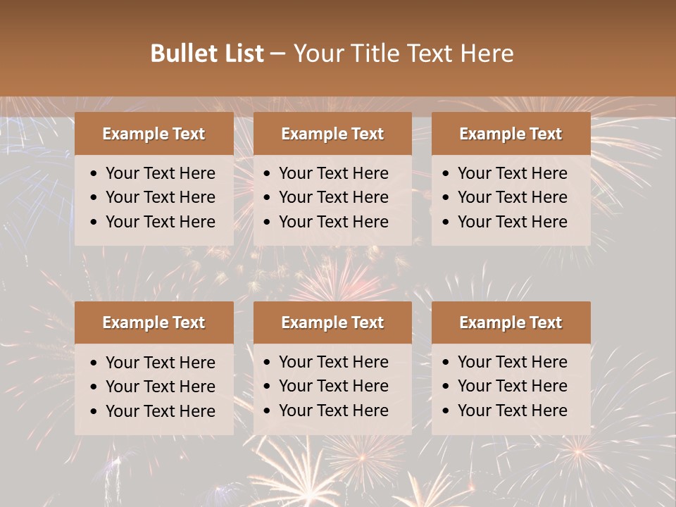 A Group Of Fireworks On A Black Background PowerPoint Template