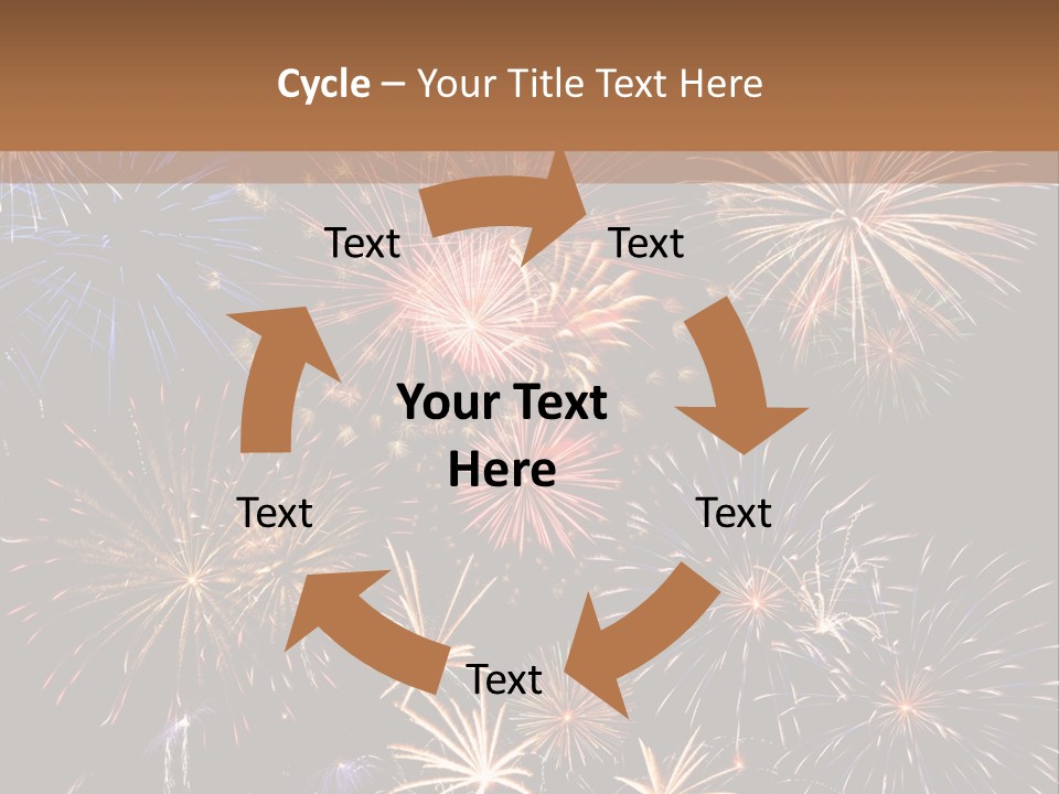 A Group Of Fireworks On A Black Background PowerPoint Template