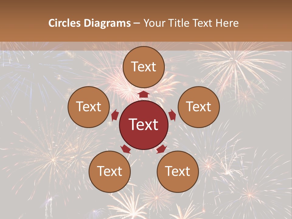 A Group Of Fireworks On A Black Background PowerPoint Template