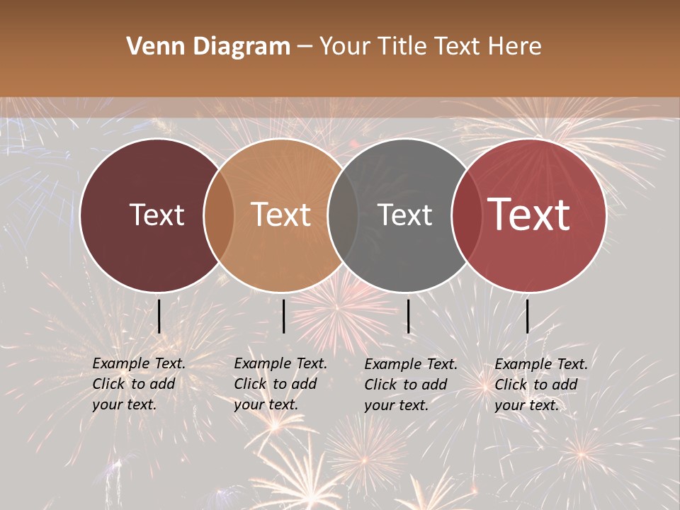 A Group Of Fireworks On A Black Background PowerPoint Template