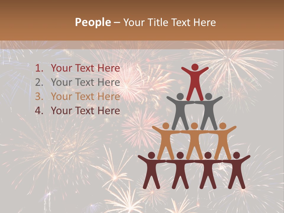 A Group Of Fireworks On A Black Background PowerPoint Template
