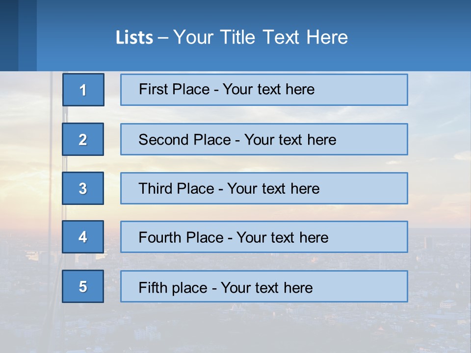 A View Of A City At Sunset From A High Rise PowerPoint Template