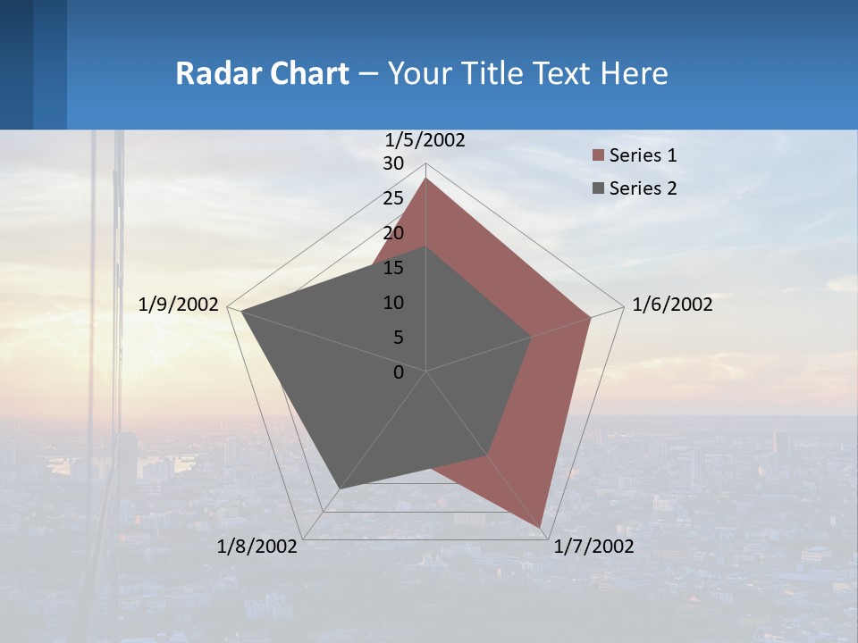 A View Of A City At Sunset From A High Rise PowerPoint Template