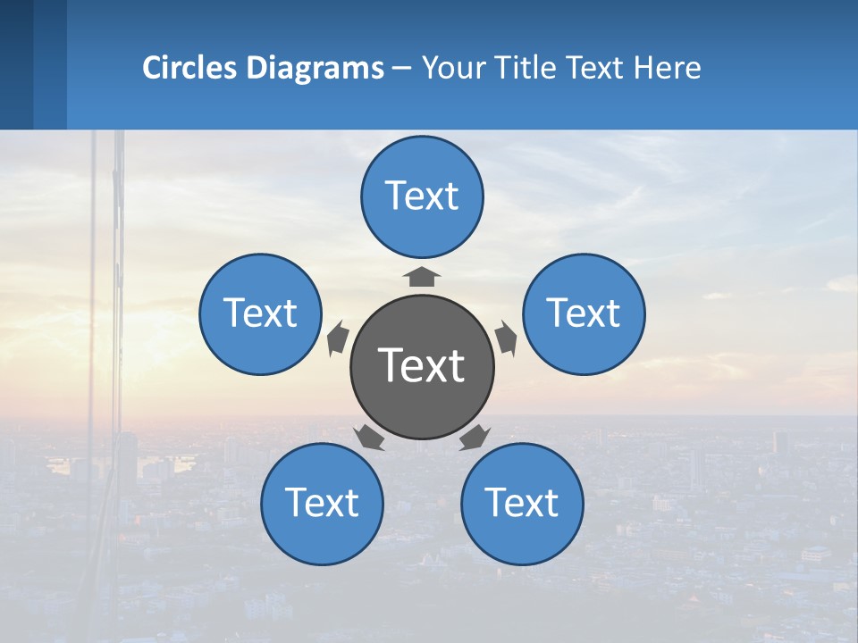 A View Of A City At Sunset From A High Rise PowerPoint Template