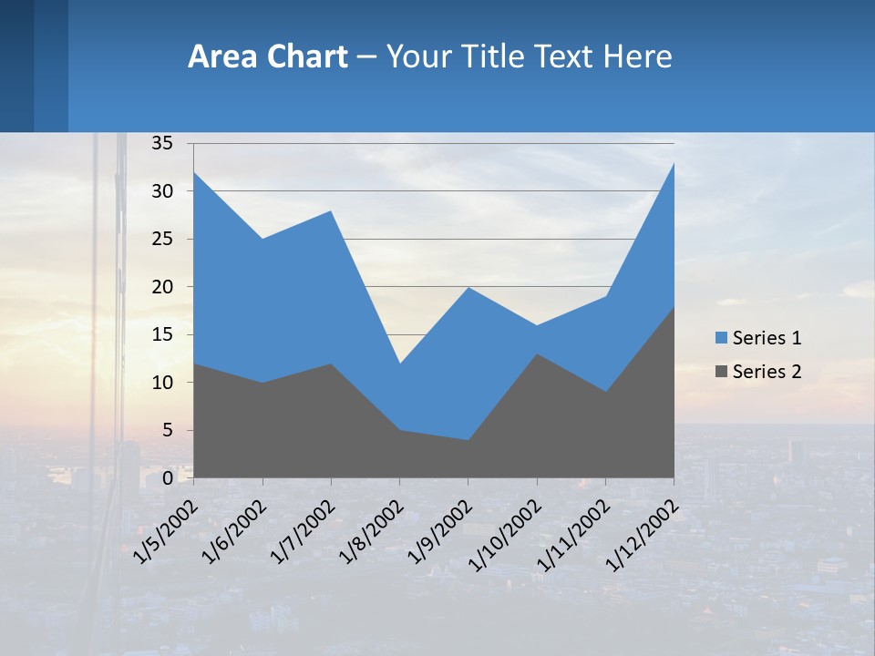 A View Of A City At Sunset From A High Rise PowerPoint Template