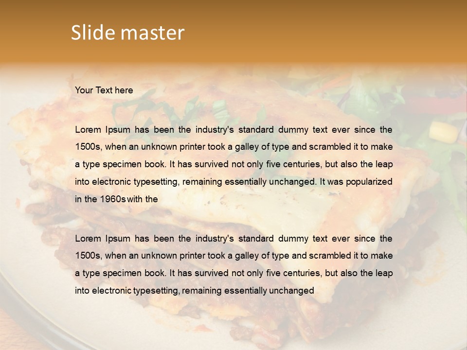 A Plate Of Lasagna With A Salad On The Side PowerPoint Template