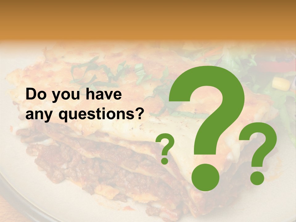 A Plate Of Lasagna With A Salad On The Side PowerPoint Template