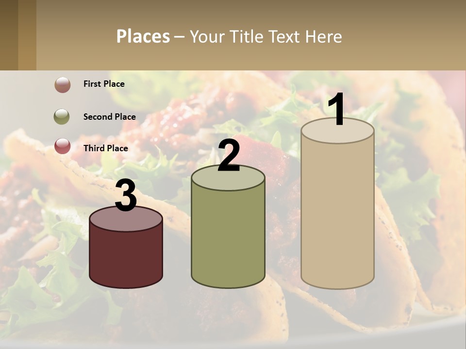 Three Tacos On A Plate With Tomatoes And Lettuce PowerPoint Template