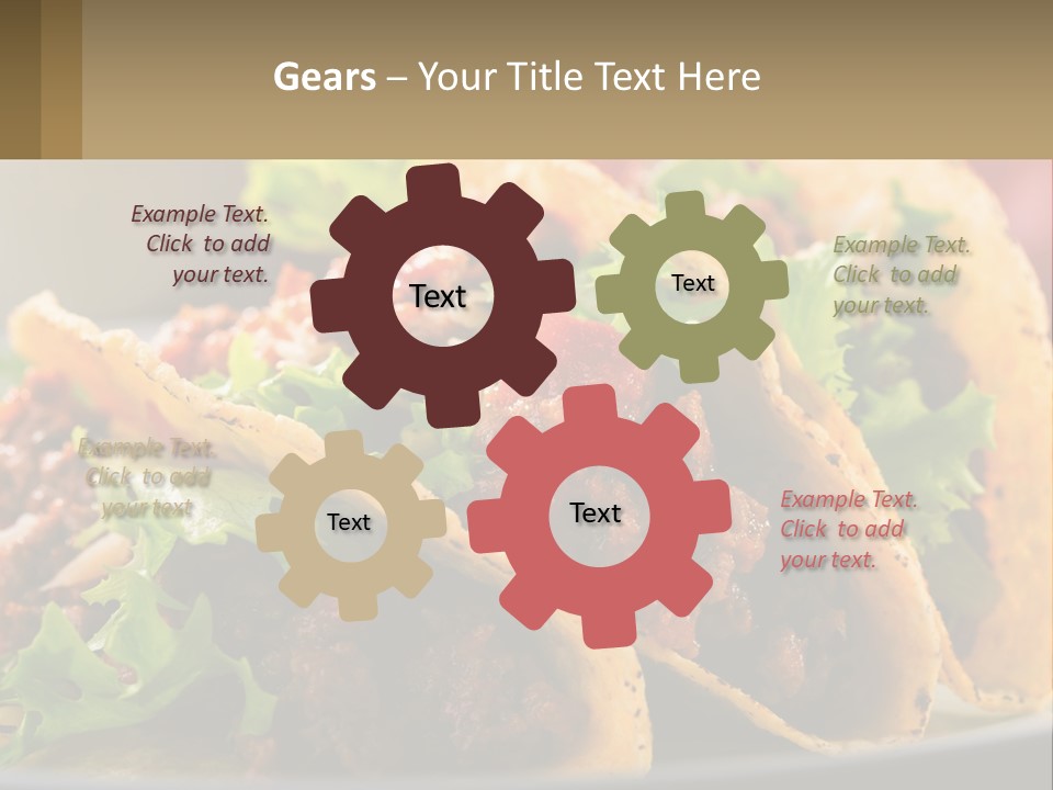 Three Tacos On A Plate With Tomatoes And Lettuce PowerPoint Template