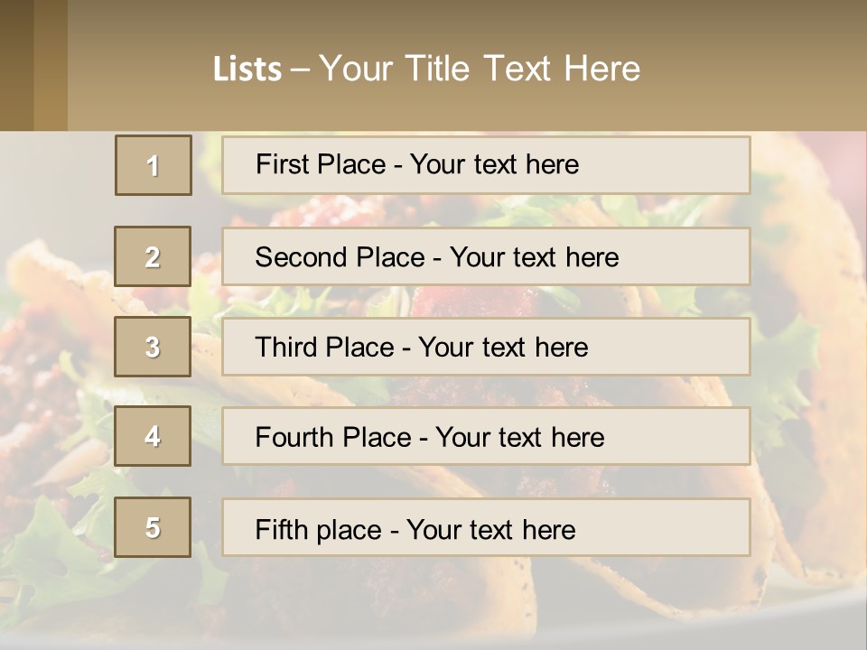 Three Tacos On A Plate With Tomatoes And Lettuce PowerPoint Template