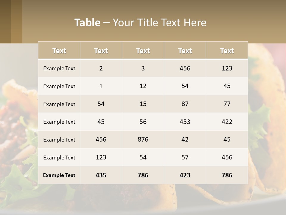 Three Tacos On A Plate With Tomatoes And Lettuce PowerPoint Template