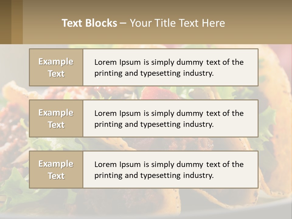 Three Tacos On A Plate With Tomatoes And Lettuce PowerPoint Template