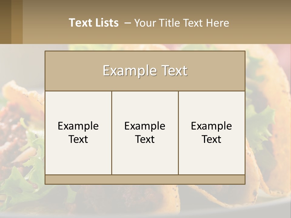 Three Tacos On A Plate With Tomatoes And Lettuce PowerPoint Template