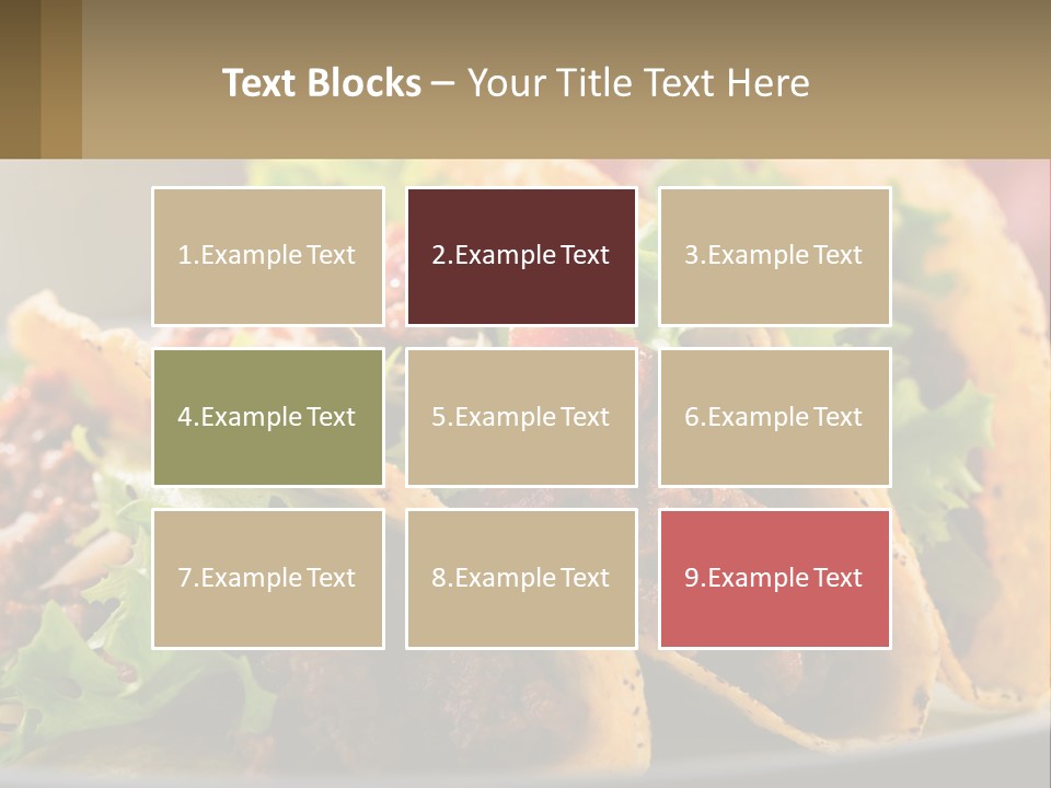 Three Tacos On A Plate With Tomatoes And Lettuce PowerPoint Template