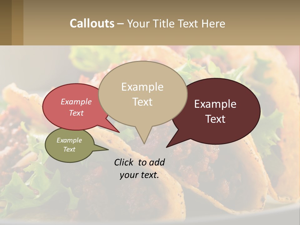 Three Tacos On A Plate With Tomatoes And Lettuce PowerPoint Template
