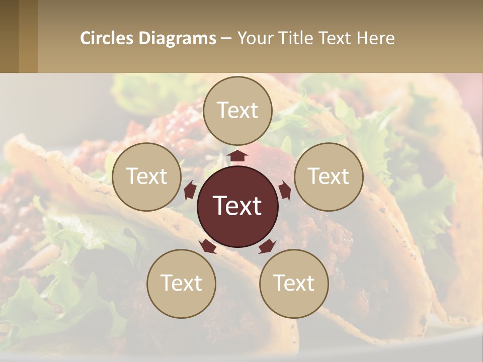 Three Tacos On A Plate With Tomatoes And Lettuce PowerPoint Template