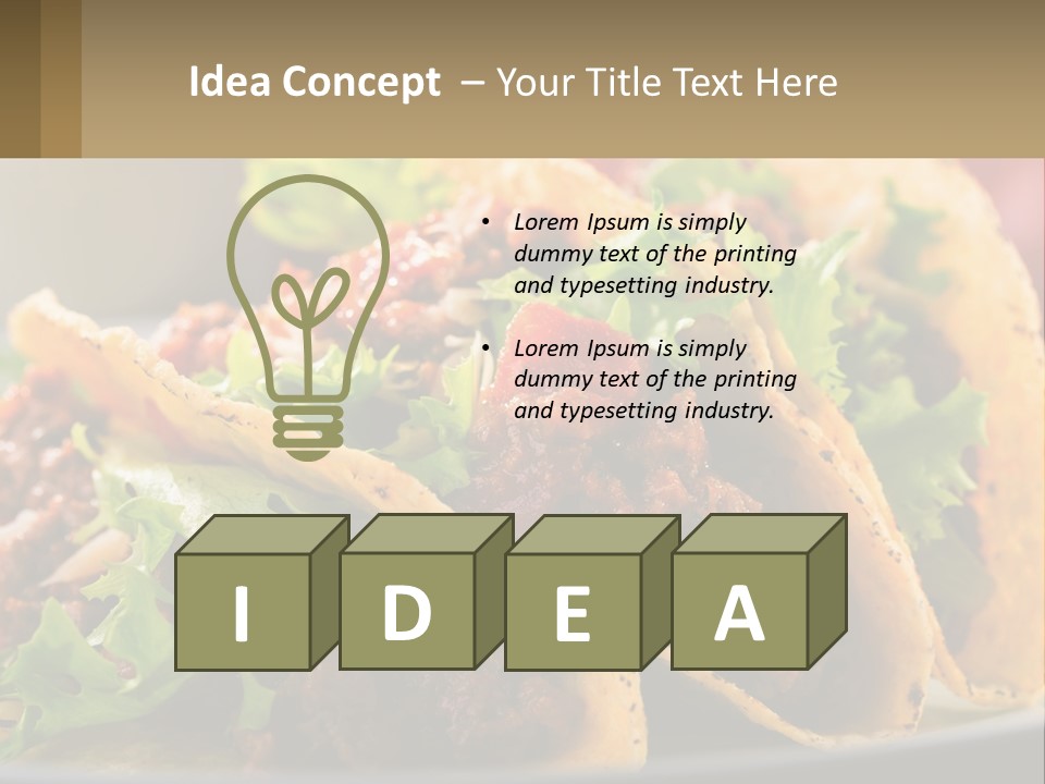 Three Tacos On A Plate With Tomatoes And Lettuce PowerPoint Template