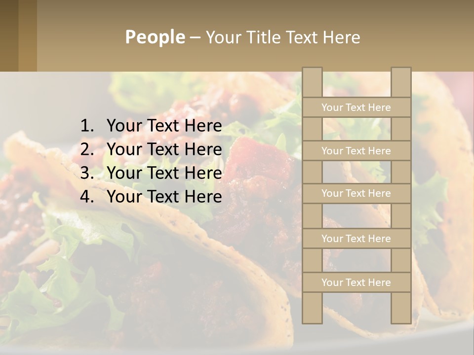 Three Tacos On A Plate With Tomatoes And Lettuce PowerPoint Template