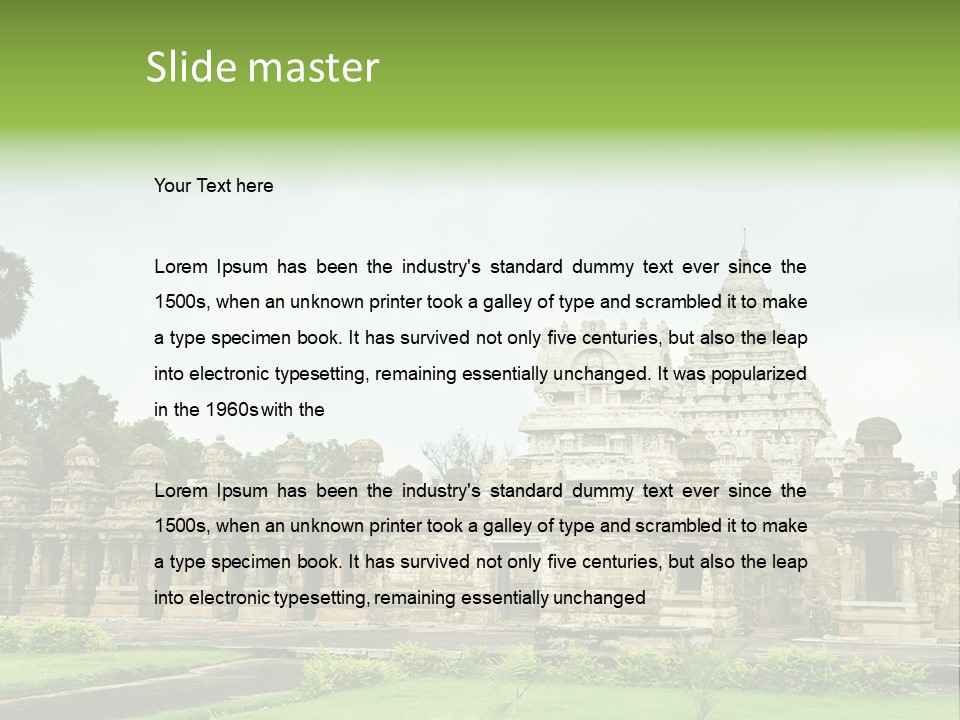 A Large Stone Structure With A Palm Tree In The Foreground PowerPoint Template