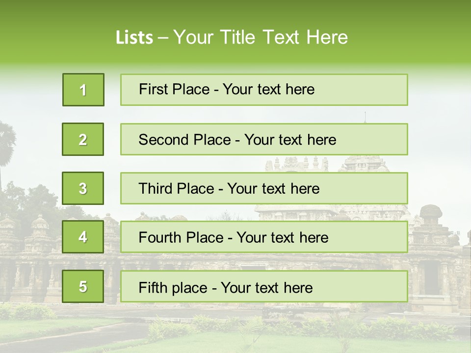A Large Stone Structure With A Palm Tree In The Foreground PowerPoint Template