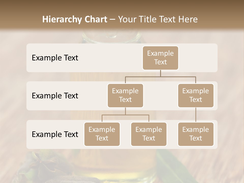 A Bottle Of Oil With A Green Leaf On A Wooden Table PowerPoint Template