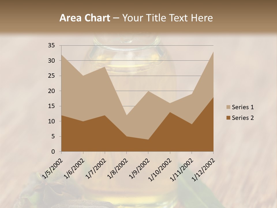 A Bottle Of Oil With A Green Leaf On A Wooden Table PowerPoint Template