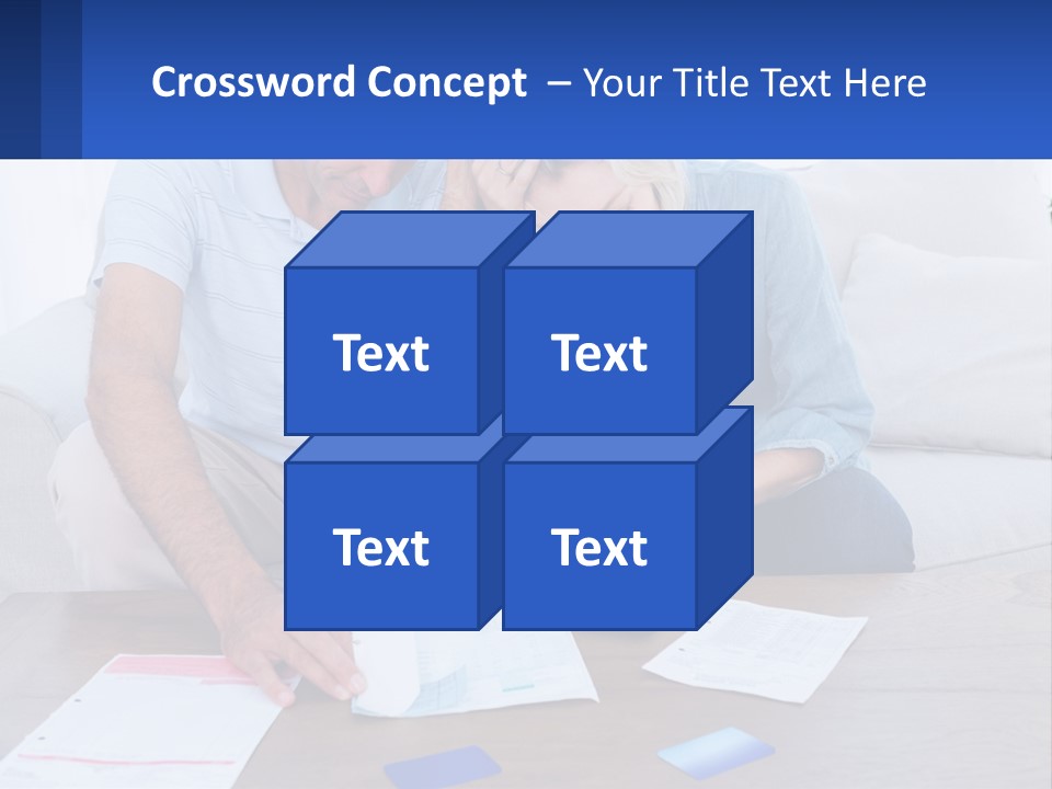 A Man And Woman Sitting On A Couch Looking At A Calculator PowerPoint Template
